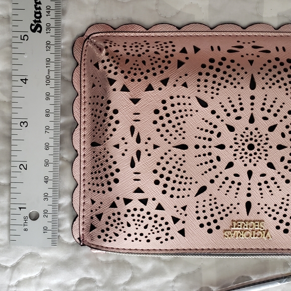 VS rose gold perforated damask design wristlet - Picture 2 of 6